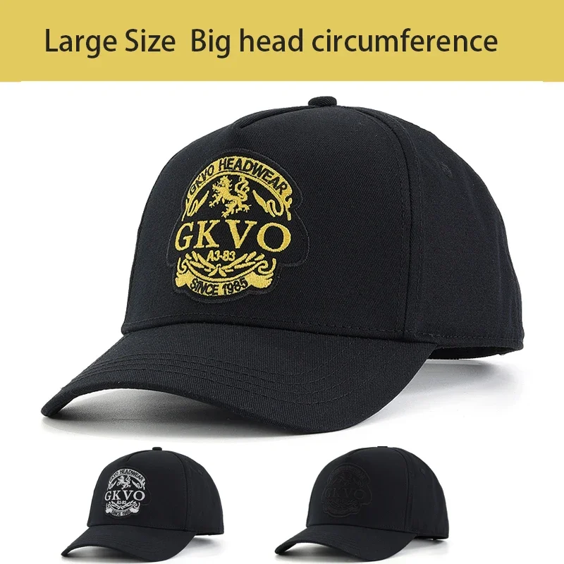 Classic Black Baseball Cap for Men with High Top and Large Head Circumference Autumn Winter Fashionable Hard Top Duck Tongue Cap