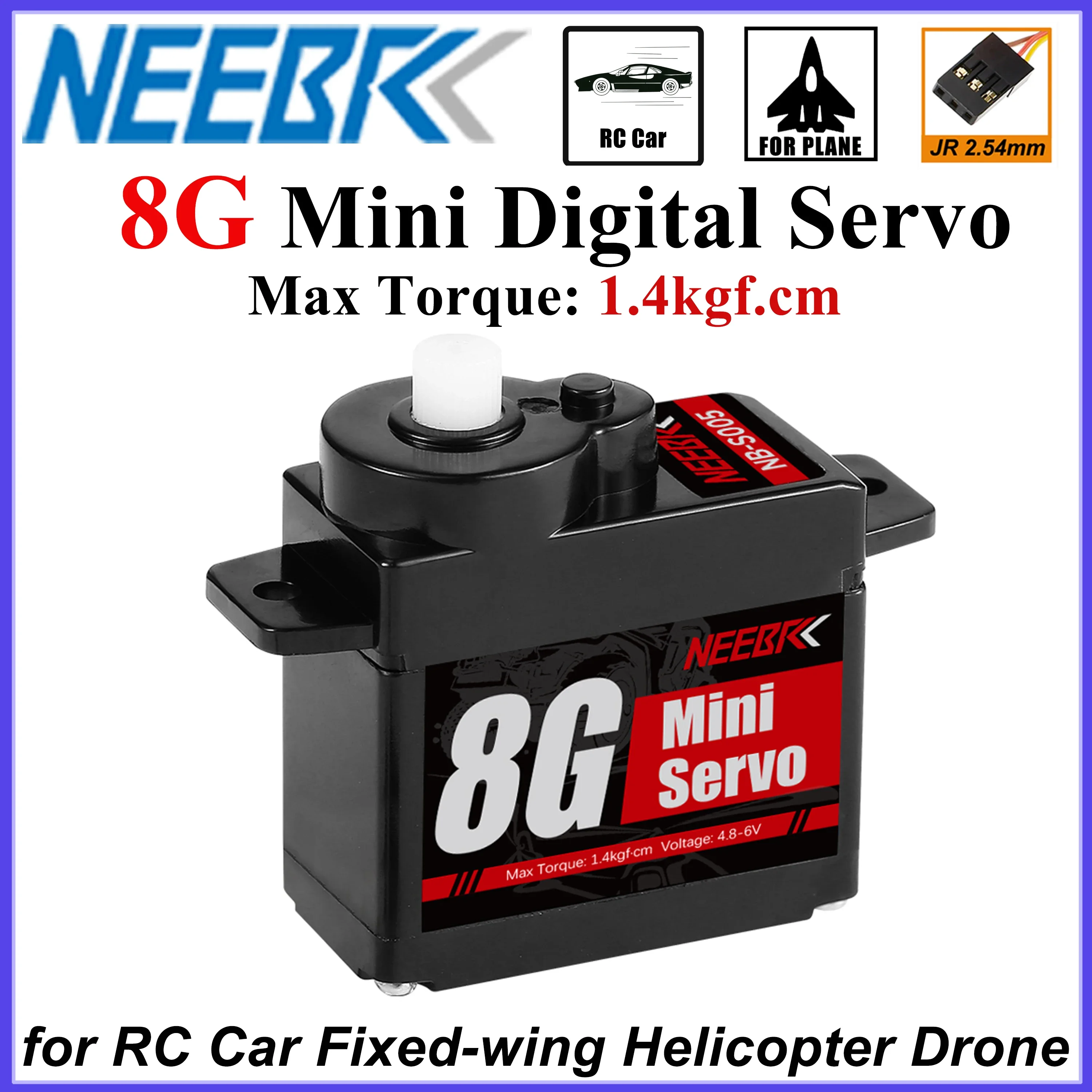 

NEEBRC 8G микро цифровой водонепроницаемый мини-сервопривод с пластиковой шестерней для радиоуправляемого автомобиля, вертолета с неподвижным крылом, дрона SCX24 WLtoys k969 k989 k999