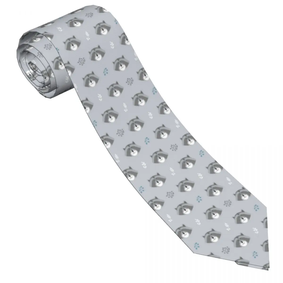 Mens Tie Classic Skinny Cute Raccoon Heads Neckties Narrow Collar Slim Casual Tie Accessories Gift