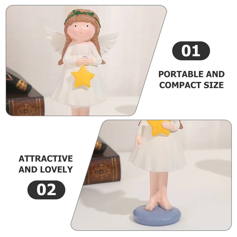 

2Pcs Delicate Resin Angel Statues Attractive Design Easy Clean Home Garden Weddings Decor Resin Angel Sculpture Decor