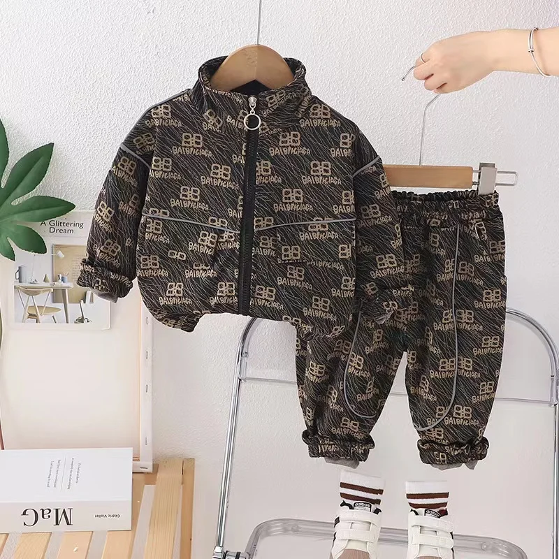 Cardigan Zipper Jacket Outwear + Pants 2PCS Baby Boys Clothes Set New Spring Autumn Letter Print Boutique Sport Long Sleeve Set