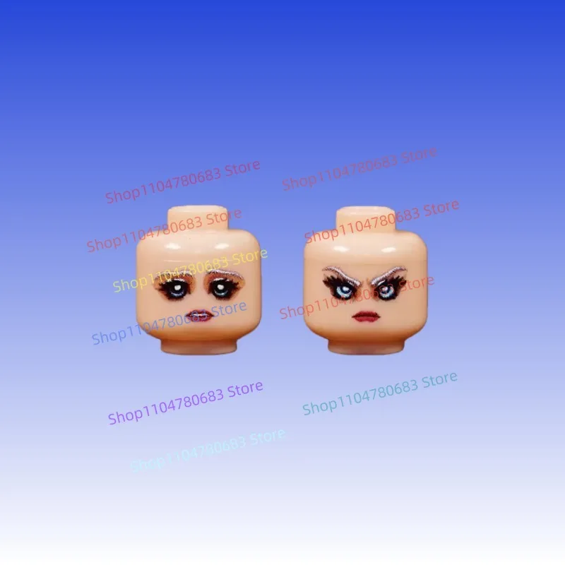 MOC Building Blocks: Kawaii Girl Double-Sided Printed Expression Accessories – Assembly Model, Collectible Ornament & Gift Toy