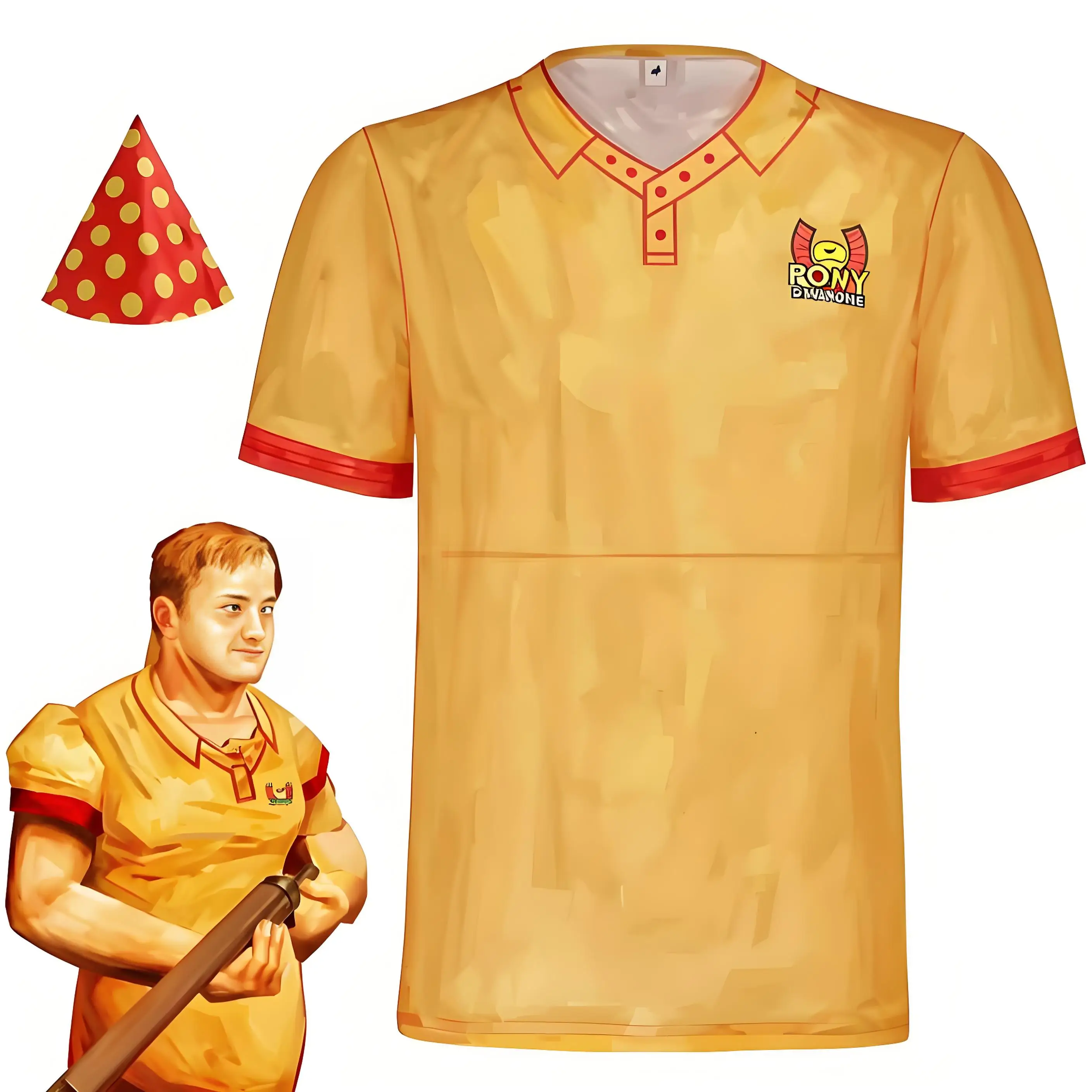 

Game Mouthwashing Swansea Cosplay Costume Men Yellow T-shirt Hat Mouth Halloween Carnival Cosplay Clothes