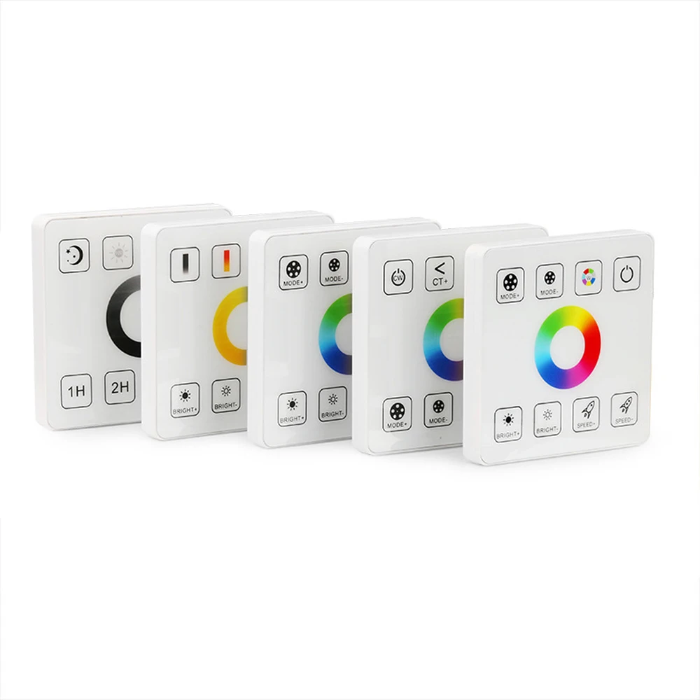 LED Strip Controller with Wall Mount Glass Touch RF Remote DC5-24V PWM Dimmer for Single Color CCT RGB RGBW RGBWC LED Tape