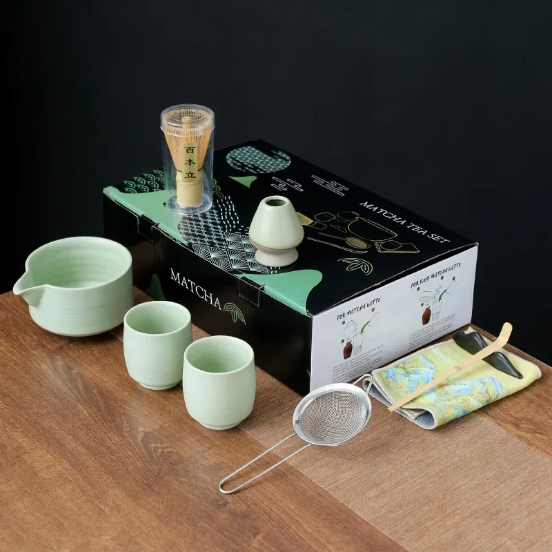 

8PCS/set PHandmade Home Easy Clean Matcha Tea Set Tool Stand Kit Bowl Whisk Scoop Gift Ceremony Traditional Japanese Accessories