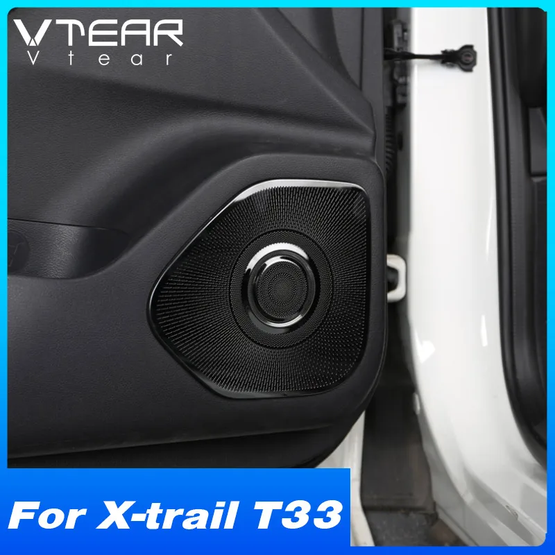 Vtear Car Door Speaker Cover Stainless Steel Inner Doors Panel Horn Stickers Decor Accessories For Nissan X-trail T33 2021-2023