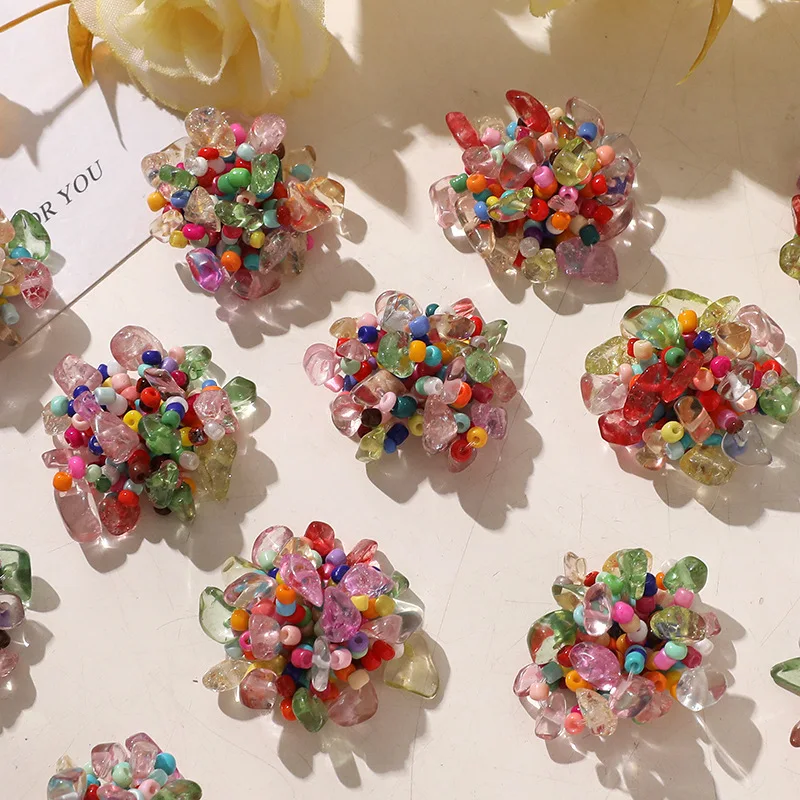 Shoe Charm 1 Piece Crystal Beaded Colorful Blossom Cluster Ethereal Summer Lightweight Elegant for Jelly Clear Clogs Shoes