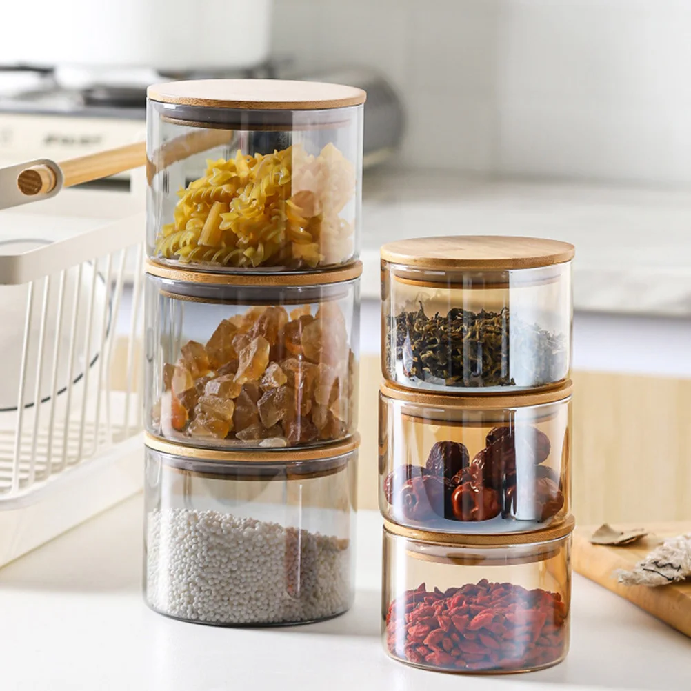 

1Pcs Glass Food Storage Jar with Sealed Lid Multipurpose Container for Tea Nuts Snacks Grains Dry Food Storage Canister