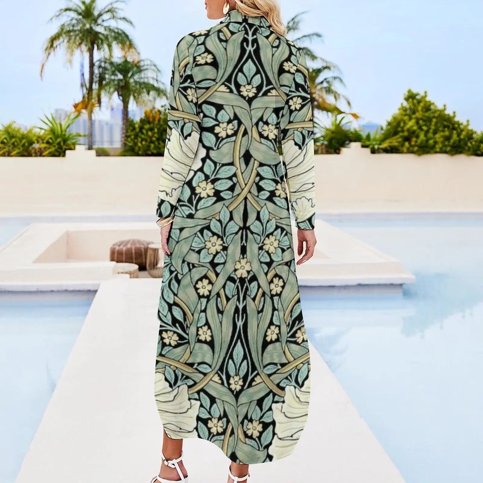 William Morris - pimpernel Long Sleeved Shirt Dress dress party night clothing women summer 2024 party dresses woman