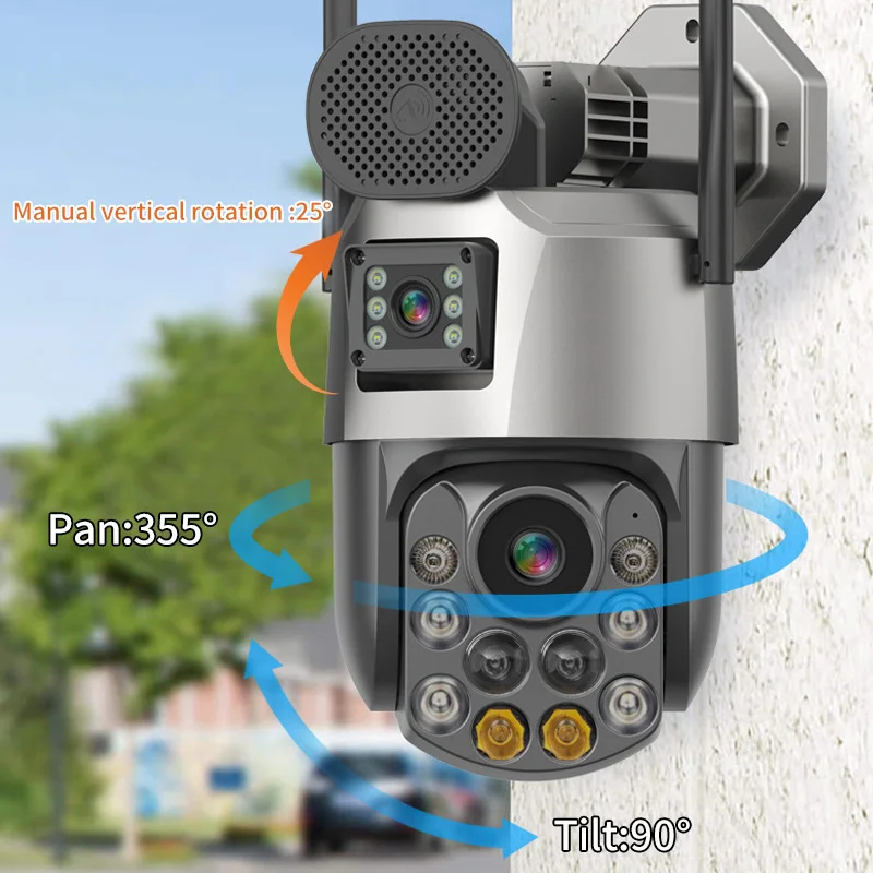 5MP 1944P 36X zoom Dual Lens WIFI IP Camera Siren Alarm Full Color AI Humanoid Detection Home Security CCTV Monitor