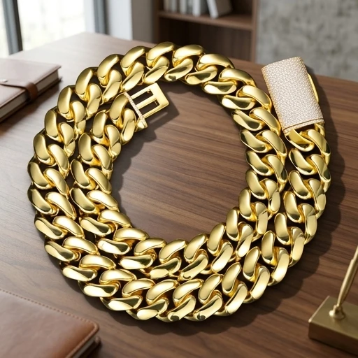 

Luxury 24K 9999 Pure Gold Real Gold Men's Hip Hop Cuban Chain Full Diamond Cuban Necklace