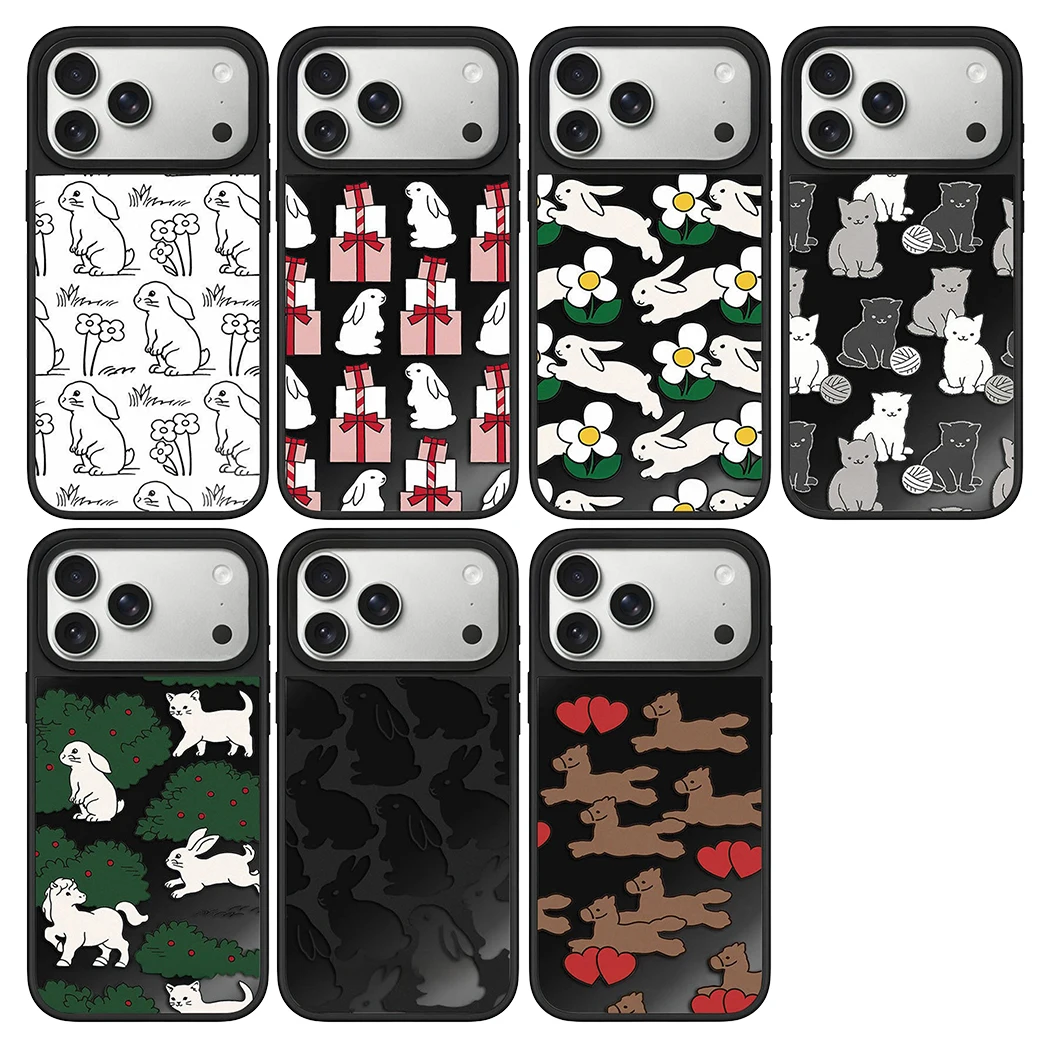 

Cartoon White Rabbit Horse Mirror Surface Magnetic Phone Case Cover for IPhone 13 14 15 16 17 Pro Max Case for IPhone Air