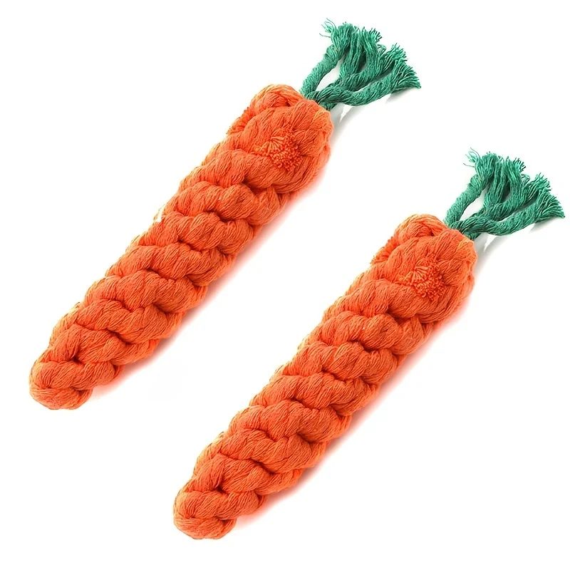 1pc/2pcs Pet Knot Toy For Dog & Cat, Carrot Shape Dog Chew Toys, Cotton Rope Toys For Indoor Dogs, Cat Toys