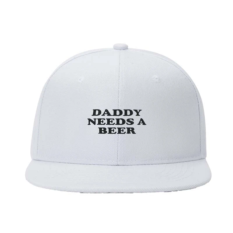 Men Women Unisex Flat Brim Snapback Cap Daddy Needs A Beer Letter Print Funny Dad Casual Adjustable Baseball Hat