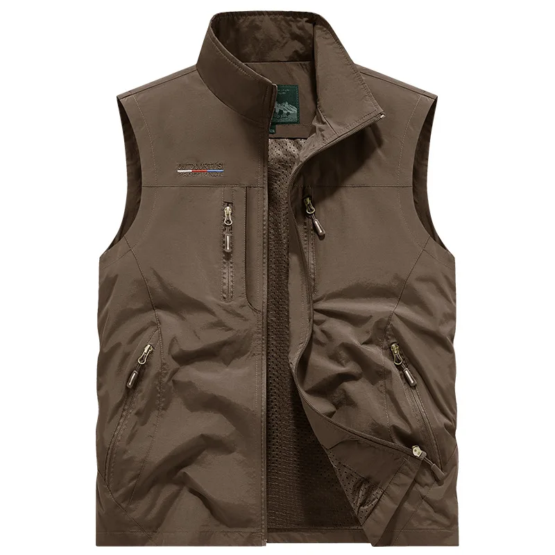 New Summer Men Mesh Thin Vests Coats Outdoor Multi-pocket Waterproof Sleeveless Jackets Men Breathable Quick-drying Waistcoats 5