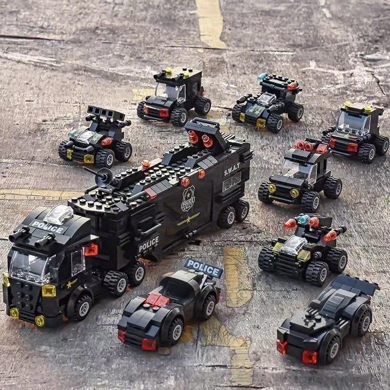 

454-585PCS Special Police command vehicle building blocks City robot helicopter building blocks set children's toys