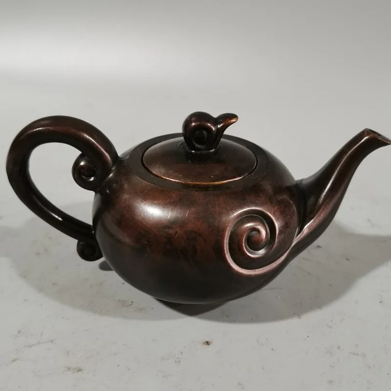 

Antique Bronze Collection Purple Copper Snail Teapot Copper Cloud Teapot Ornament Copper Teapot Office Home Craft