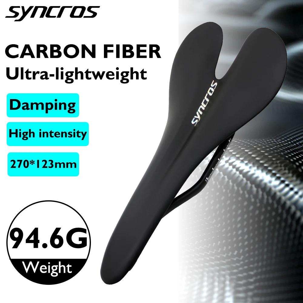 

SYNCROS Bicycle Seat Cushion, 200x130mm Black Matte, Hot Sale MTB Road Bike Carbon Saddle, High Performance Cycling Components