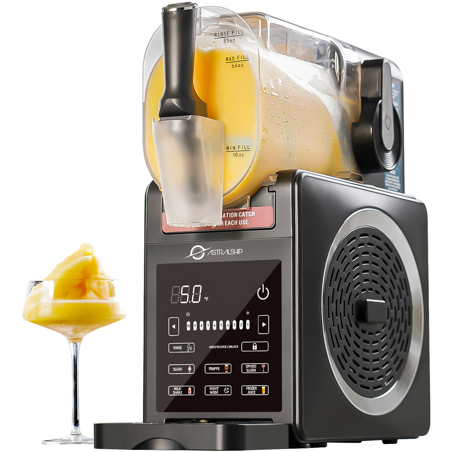 

Slushie Machine 85oz Frozen Drink Maker with 6 Preset Programs, Smart Temp Control, Rinse, Margarita Smoothie, Frappes and More