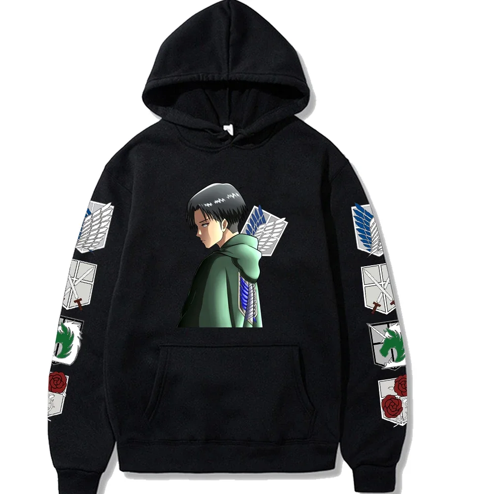 Anime Attack On Titan Levi Graphic Printed Hooded Men Women Hot Manga Hoodies Oversized Casual Streetwear Harajuku Sweatshirt