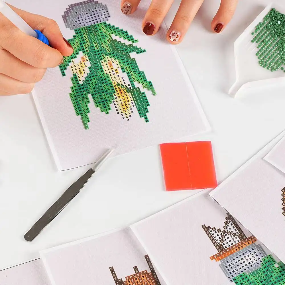 Huacan 12 stuks landschap mini diamant schilderij boek bloem 5D vierkante diamant mozaïek dier handgemaakte vakantie cadeau muur home decor