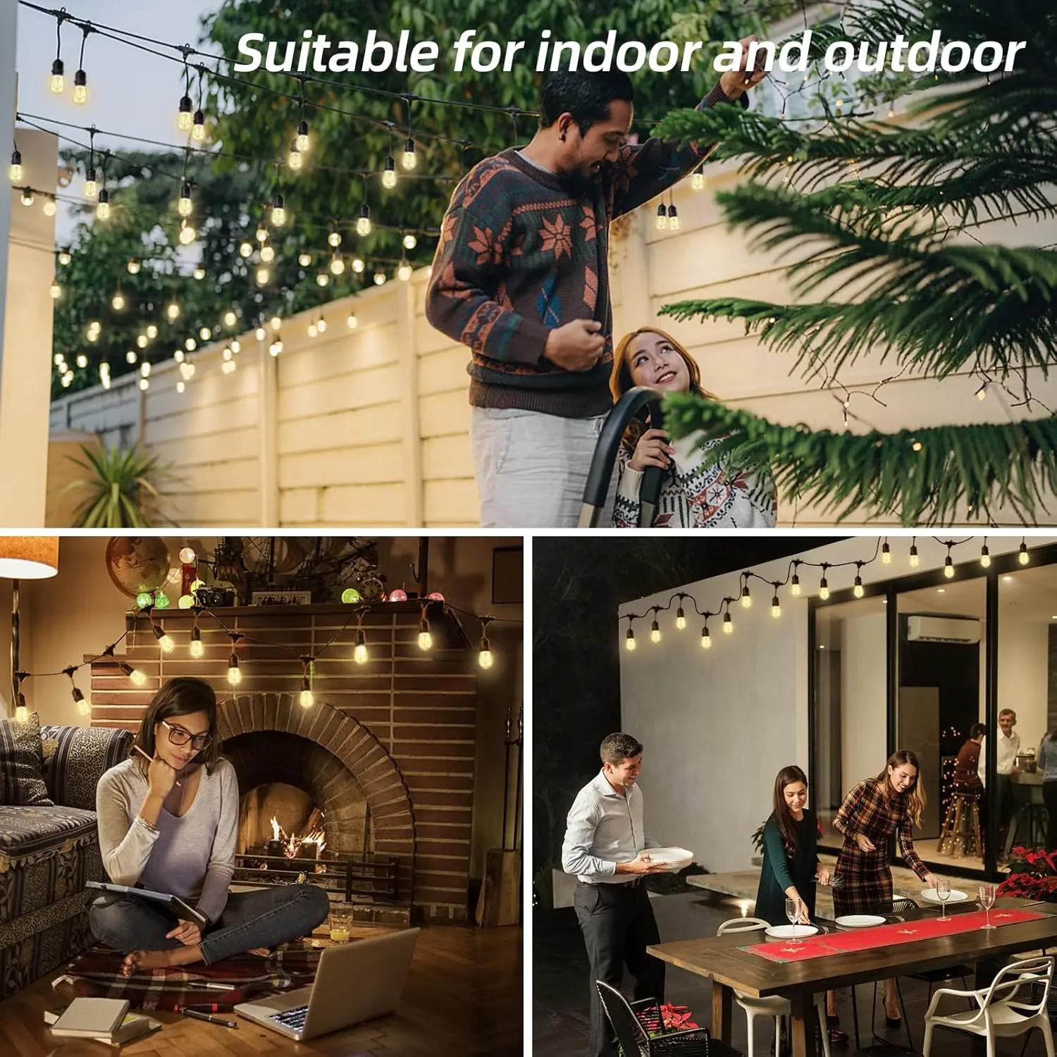 10m LED String Lights 10 Hanging Sockets S14 2W Shatterproof Waterproof Commercial Grade Outdoor Light for Patio Garden