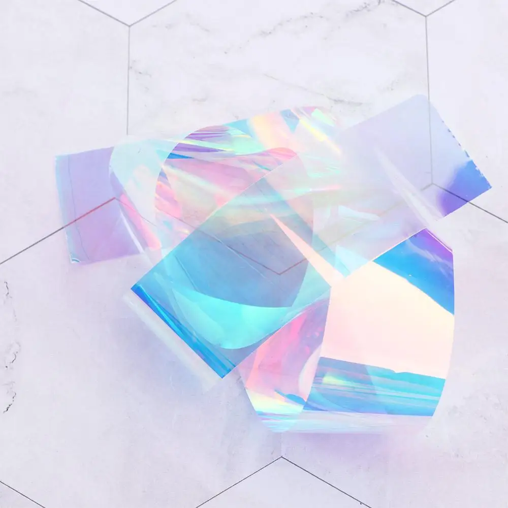 Glitter Decal Nail Stickers Transfer Paper Nails Art Decoration Laser Cellophane Aurora Broken Glass Foils Nail Foil Film