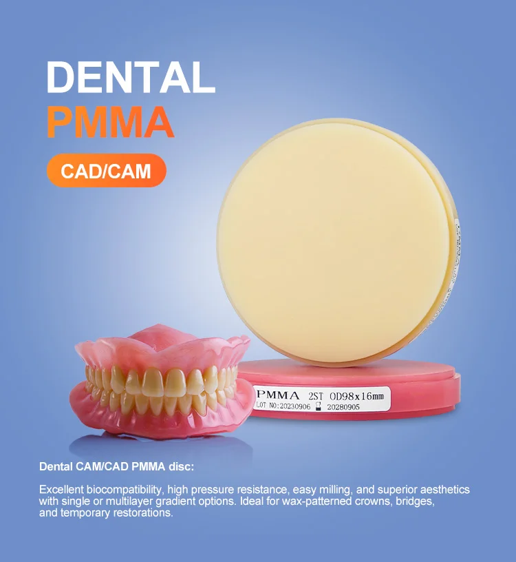 Dental Acetal PMMA Disc 98mm VITA16 BL1/Clear/Pink Color  Flexible PMMA Blocks Dental Lab CAD CAM System Dental Milling Blank