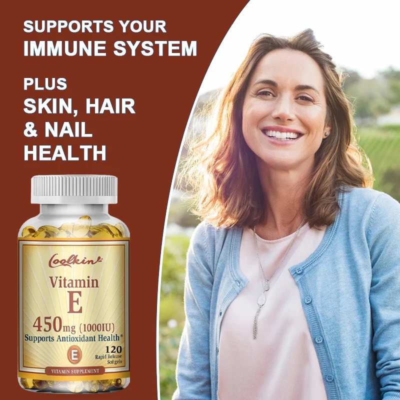 Natural Vitamin E Capsules 450 Mg, Supports Immune Function, Antioxidant Dietary Supplement for Men and Women