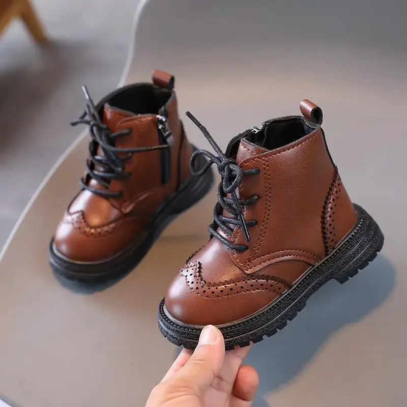 Botas Para Niñas 2024 Boy Casual Leather Boots Winter Shoe for Girl Baby Boys Shoe Kids Shoe for Boy Platform Boot Ankle Boot