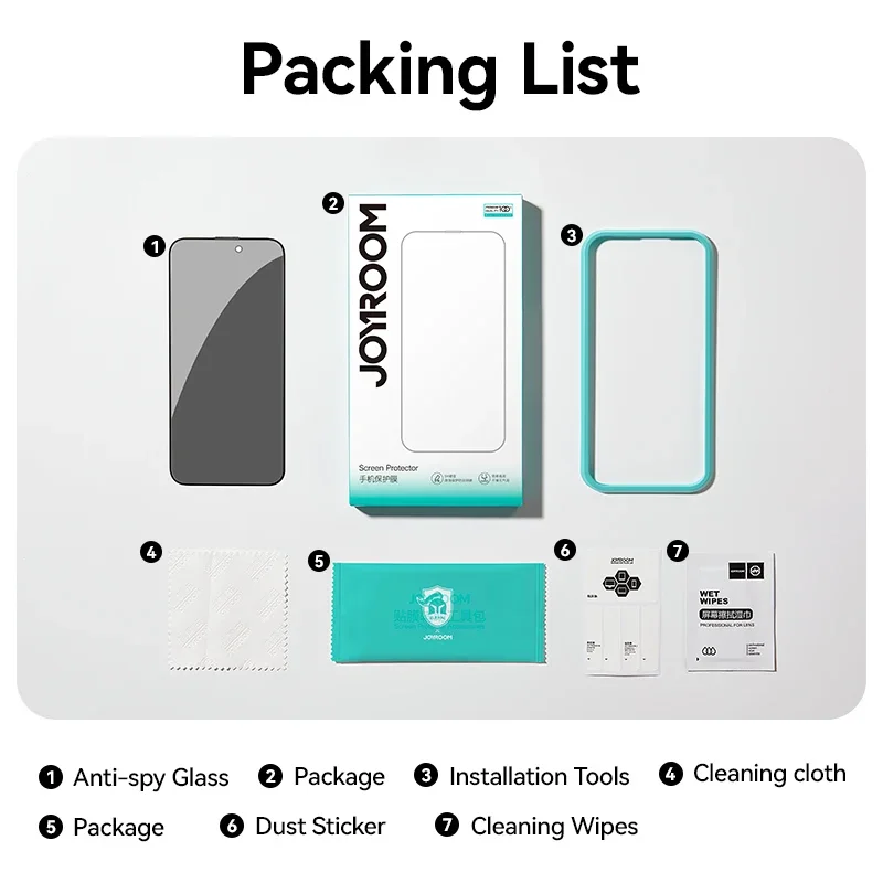 Joyroom 1/2 Piezas Vidrio Antiespía para iPhone 17 16 15 14 Pro Max, Vidrio para iPhone 17 16 15 14 13 12 Pro Max, Protector de Pantalla de Privacidad 6