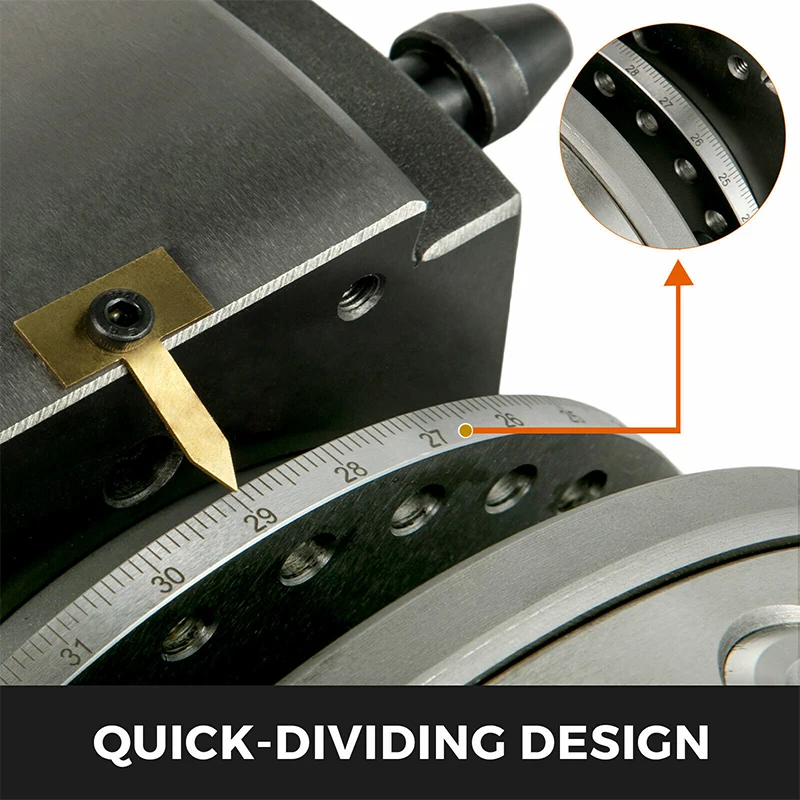 BS-0-5 Dividing Head Indexing Head Semi Universal With Indexing Plates, Tailstock & 125mm 3-Jaw Chuck for Drilling Milling