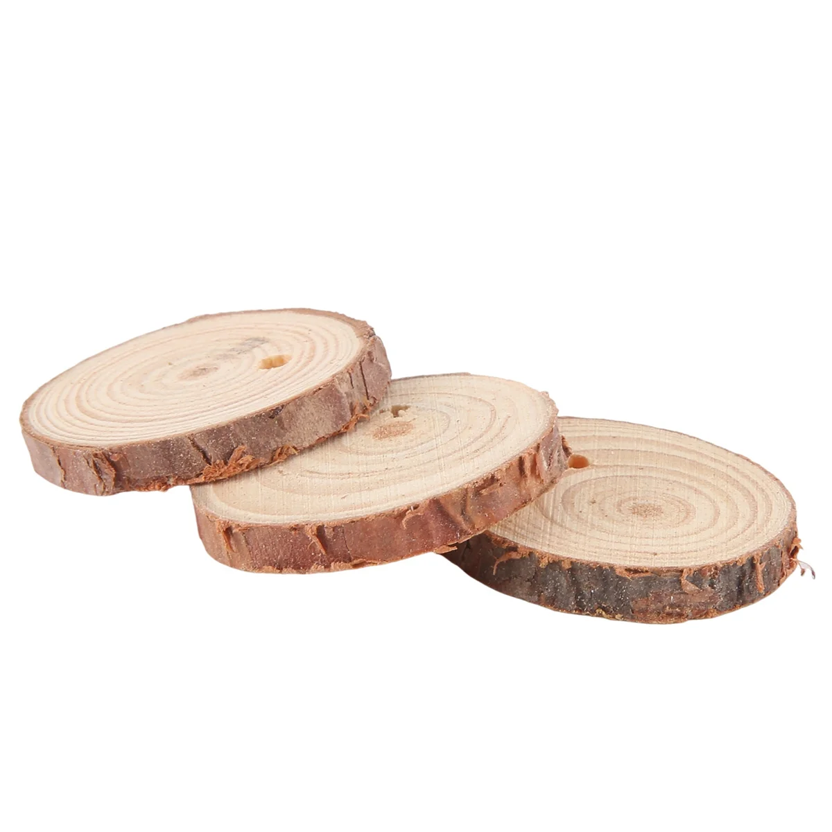 40Pcs 3-4CM Unfinished Natural Round Wood Slices Circles with Tree Bark Log Discs for DIY Crafts Home Decoration