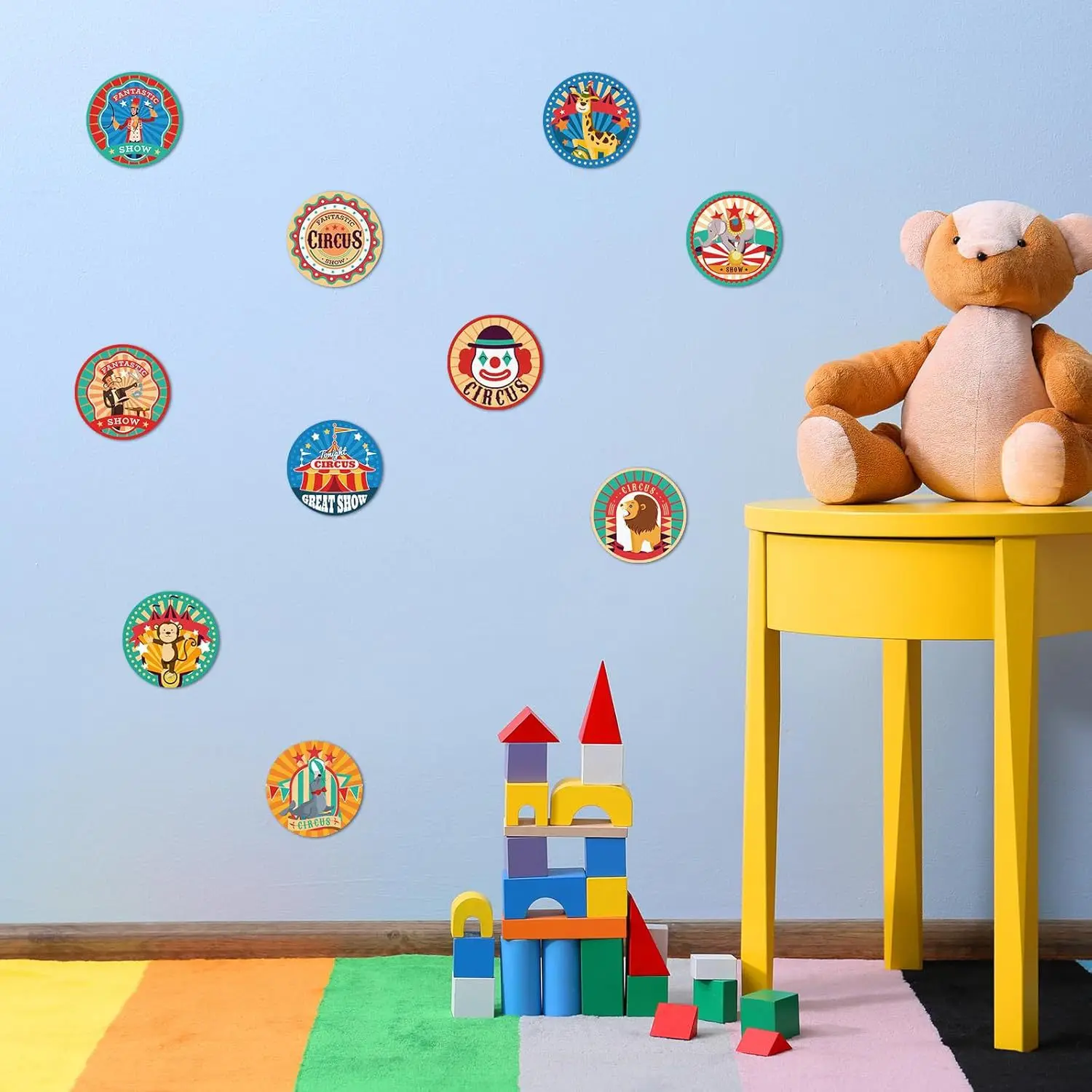 1000 قطع كرنفال السيرك ملصقات الحفلات كرنفال تحت عنوان الحيوان مهرج تسميات ملصق هدايا الحفلات لأختام مغلف عيد الميلاد