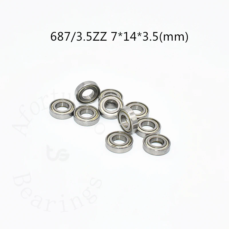 687-3.5ZZ  Bearing 10Pieces 687zz 7*14*3.5(mm) free shipping chrome steel Metal Sealed High speed Mechanical equipment parts