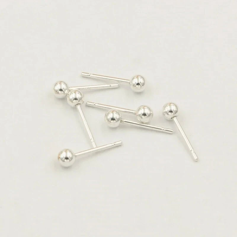 3mm Threaded Ball Earring 925 Sterling Silver 0.74X8.3mm Ear Post Ear Stud Wholesale Bulk DIY Hypoallergenic Jewelry Accessory