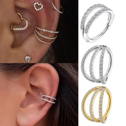 ASTM F136 Titanium Conch Hoop Ring Double Layer Ear Piercing Jewelry Hinged Clicker Rook Tragus Cartilage Earrings Body Jewelry