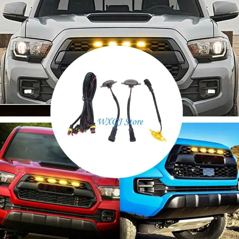 37JE LED Grille Light 12V 6W Five-Light Set with One-to-Five Harness for Daily Driving Front Styling on Pickups