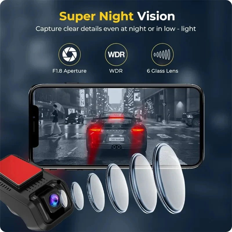 1080P/4K HD WiFi Car Dash Camera Mobile Link Vehicle Driving Recorder