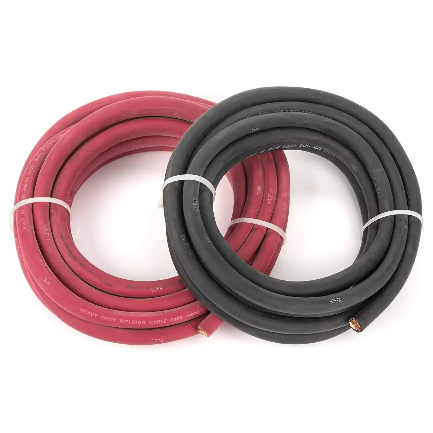 EWCS 2/0 Gauge Premium Extra Flexible Welding Cable 600 Volt - Combo Pack - Black+Red - 25 Feet of Each Color - Made in The USA
