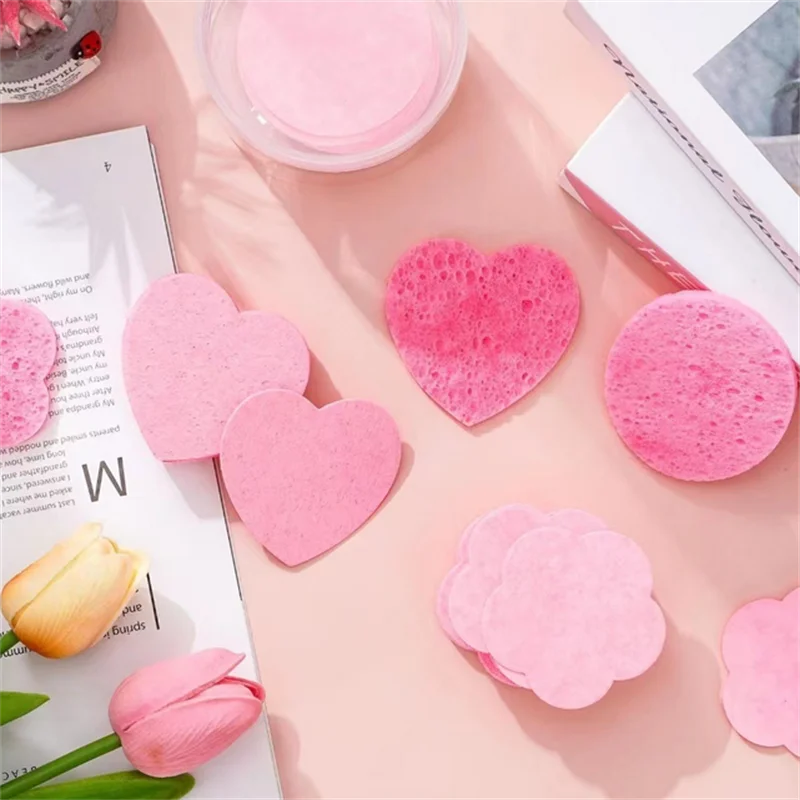 10 STKS Hartvormige Herbruikbare Gezichtssponzen Natuurlijke Gecomprimeerde Reinigingspads Exfoliërende voor Zachte Dagelijkse Gezichtsreiniging
