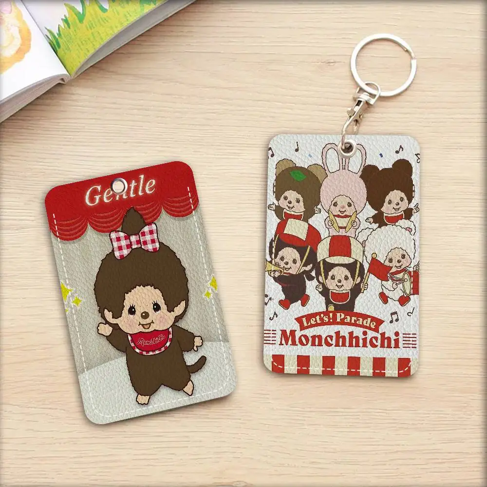 Cute M-monchhichis-s Access & Meal Card Holder Keychain Credit ID Bank Card Protective Case Keychain Pendant Fashion