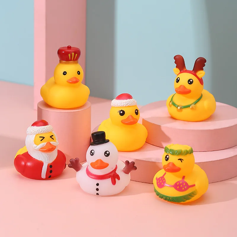 Baby Bath Toys Cute Little Yellow Duck with Squeeze Sound Floating Duck Bath Toys Soft Rubber Float Duck Water Toy Gift for Kids