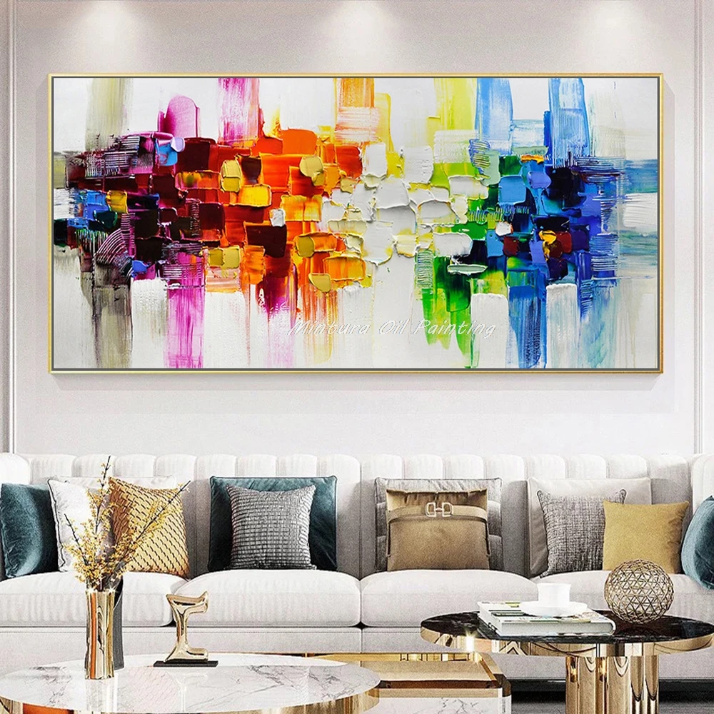

Mintura, настенная картина для декора гостиной, ручная роспись, нож, абстрактная красочная картина маслом на холсте, украшение для гостиницы, без рамки
