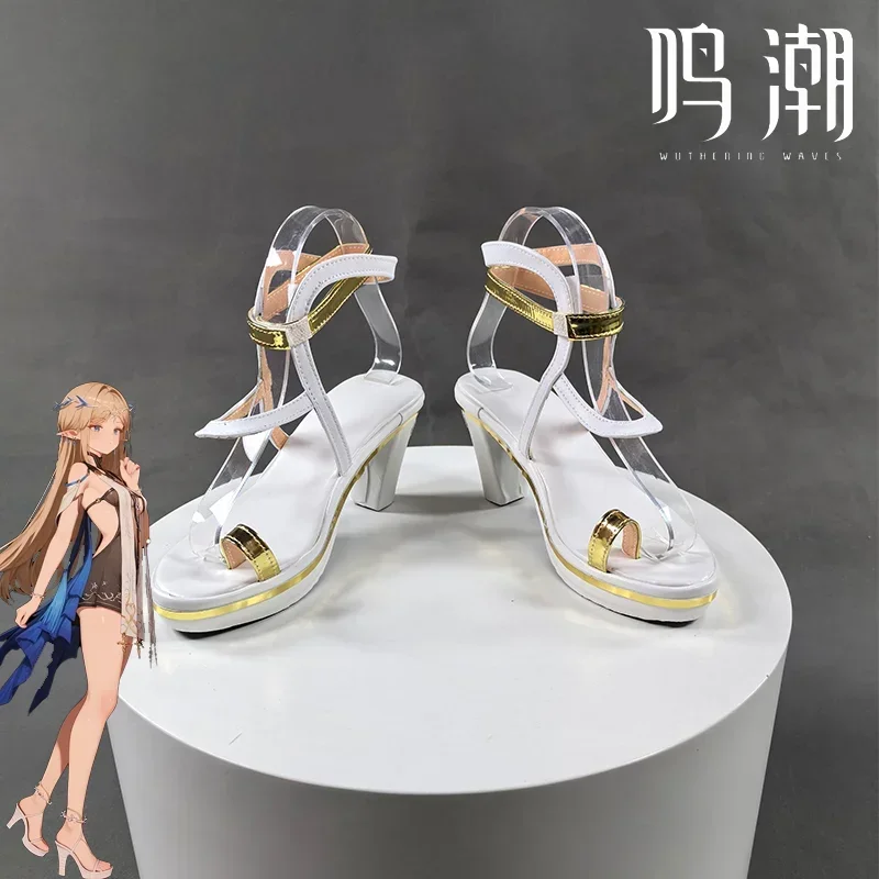 

Game Wuthering Waves Cartethyia Cosplay Shoes Adult Women Faux Leather High Heels Shoe Accessory Halloween Party Foot Boots Prop