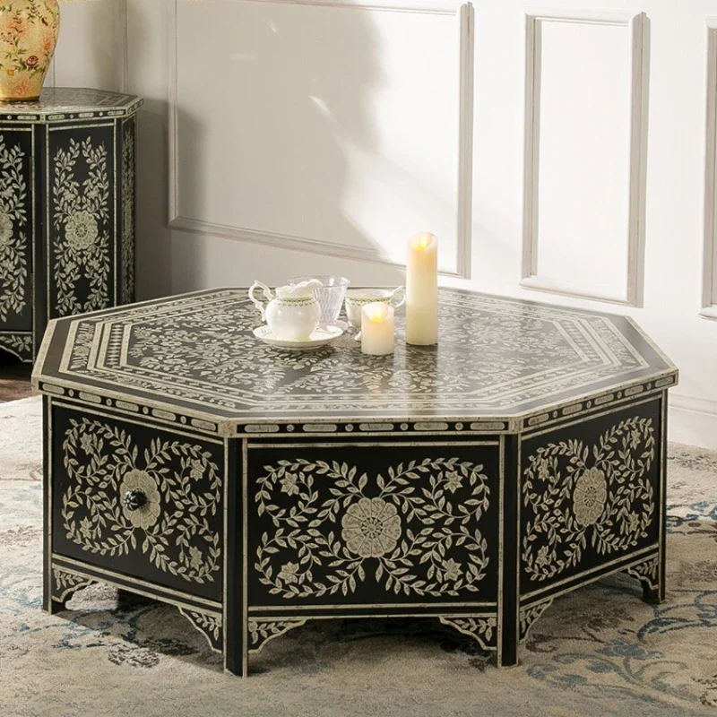 

Retro Furniture Shaped Side Table Art Hand Painting Coffee Table Mid-Ancient Style Tea Table