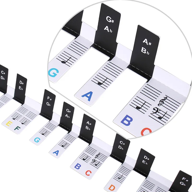 88 Keys 61 Keys Piano Keyboard Stickers Piano Removable Music Notes Electric Piano Organ for Beginners Label Notes Guide