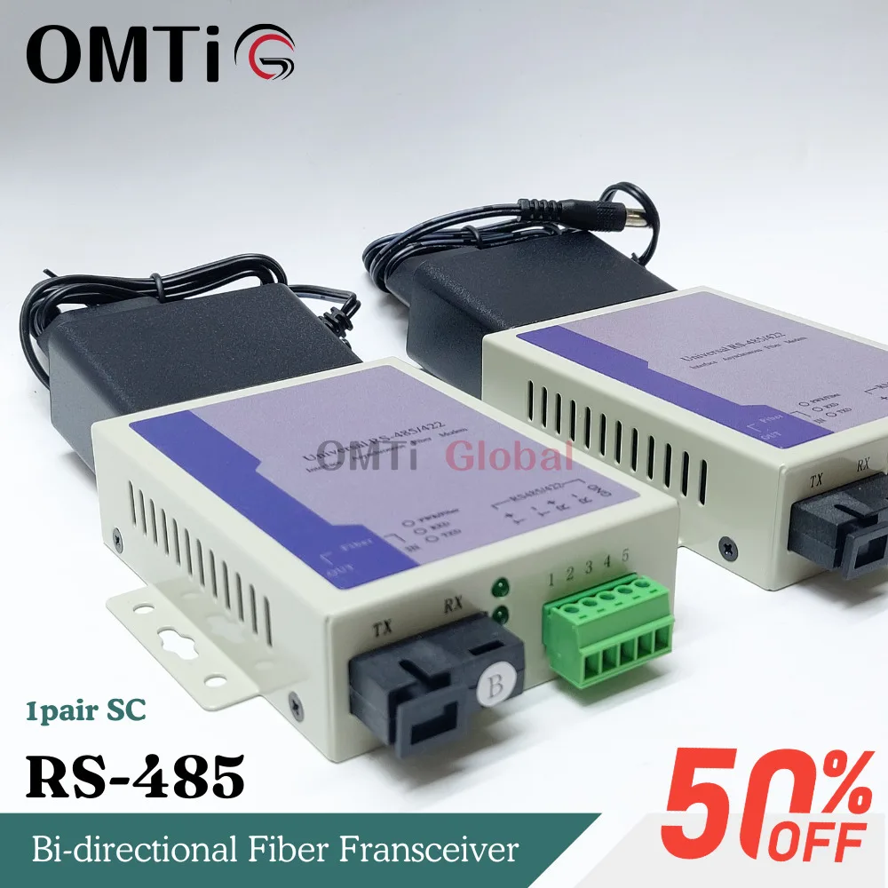 OMTiG SC Bidirectional 485 Bidirectional Data Optical Fiber Media Converter Fiber Transceiver X1 Route High Quality 