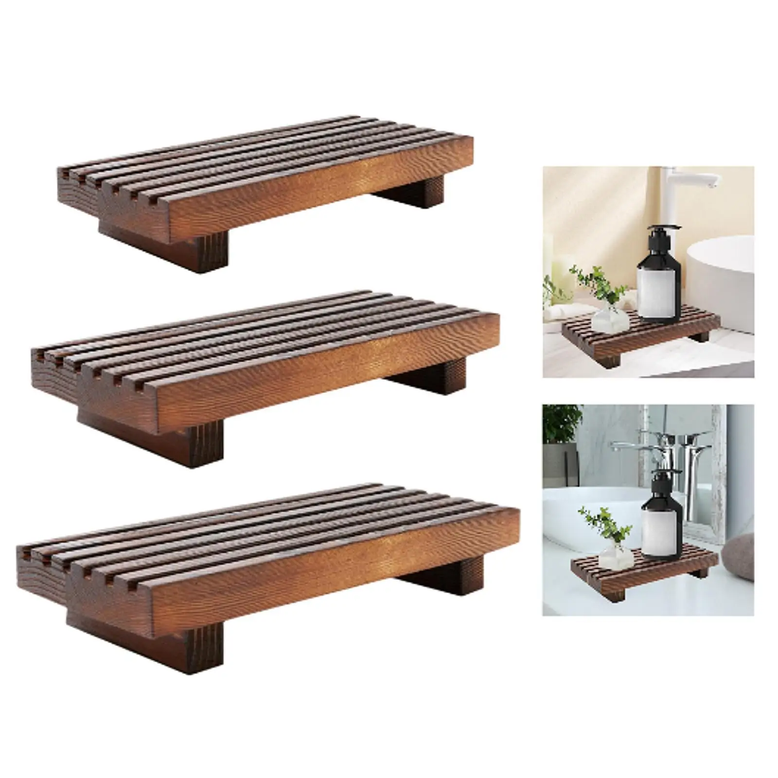 

Pedestal Stand Rustic Aesthetic Sturdy Water Resistant Bathroom Tray for Kitchen Counter Living Room Flower Pots Vanity Candle