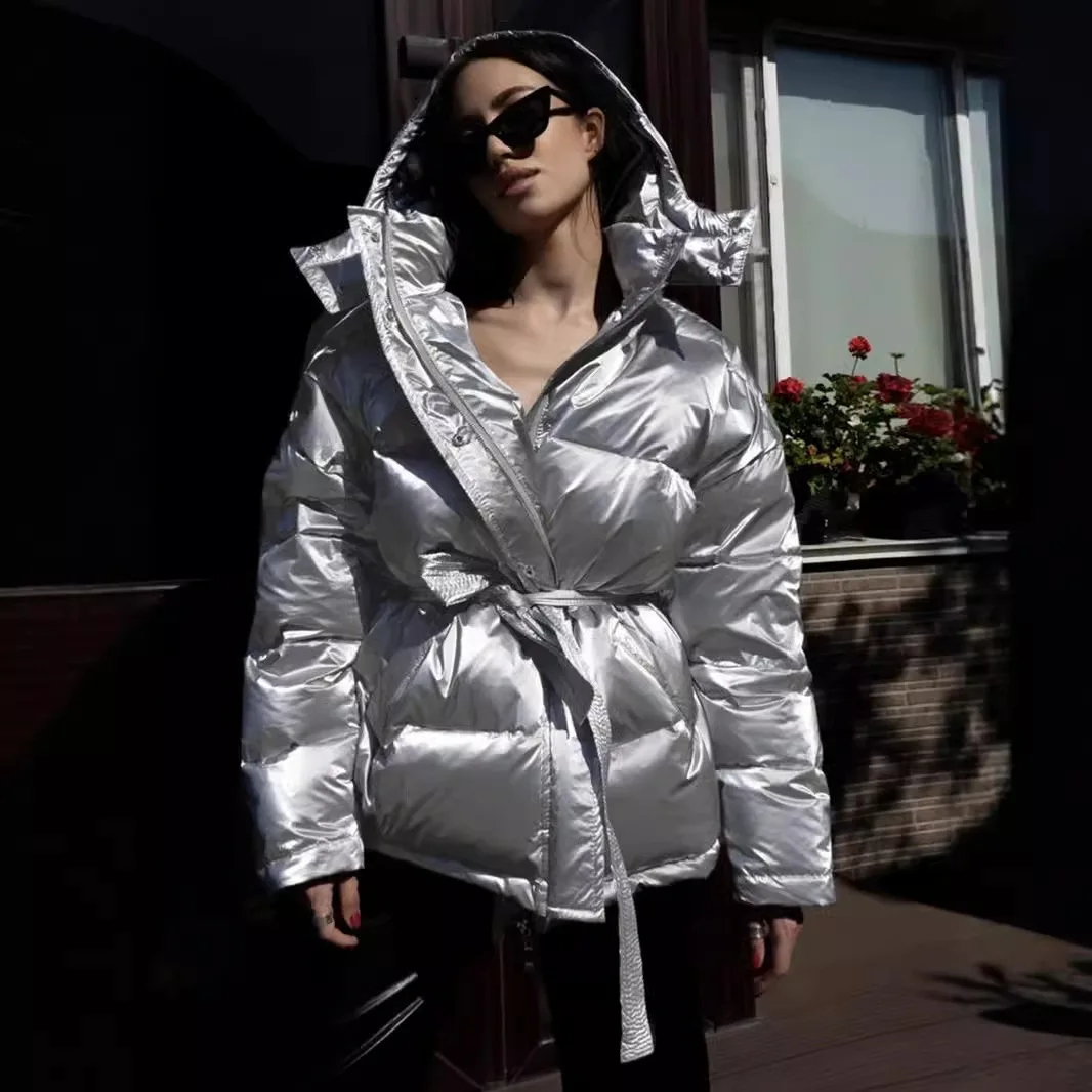 Hooded Cotton Coat Women's Sports Outdoor Bright Coat Autumn and Winter Casual Cotton Coat Jacket